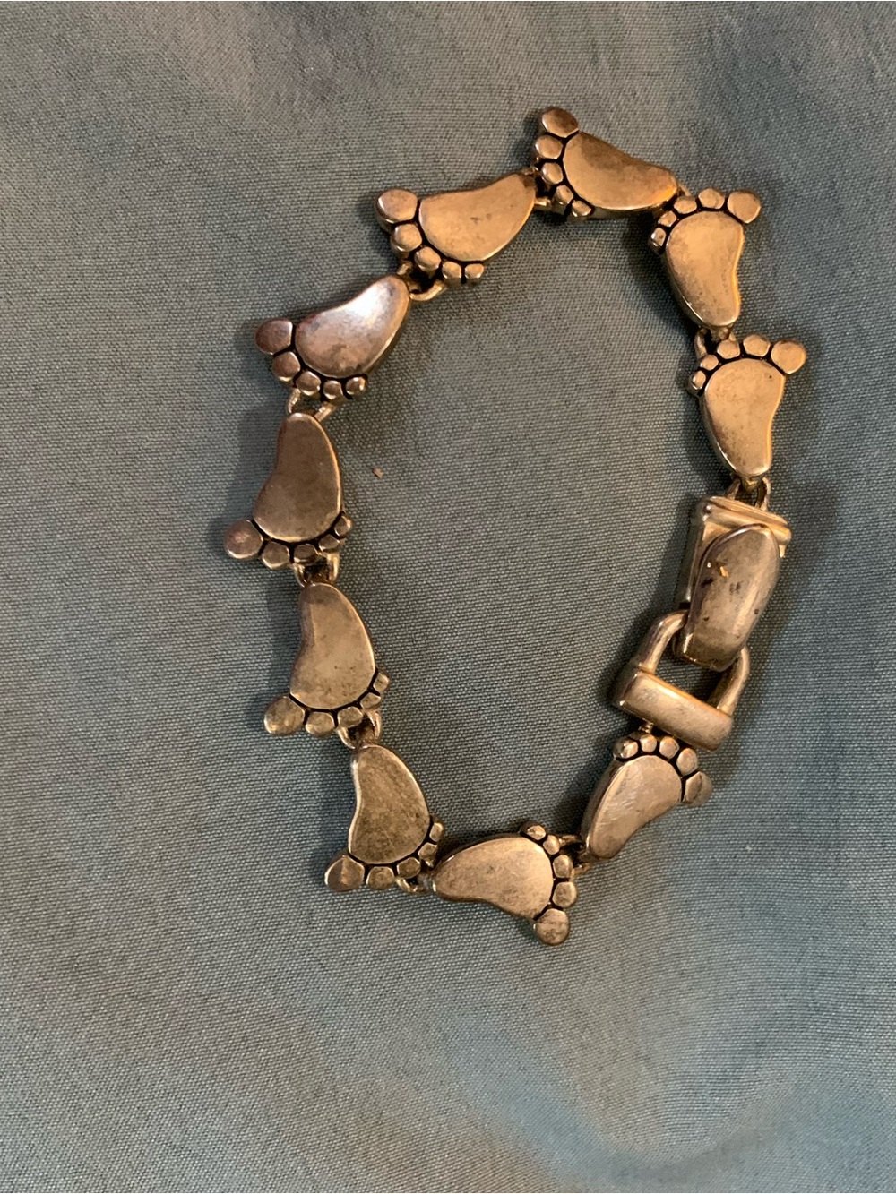 Vintage Sterling Silver Baby Footprint Link Bracelet